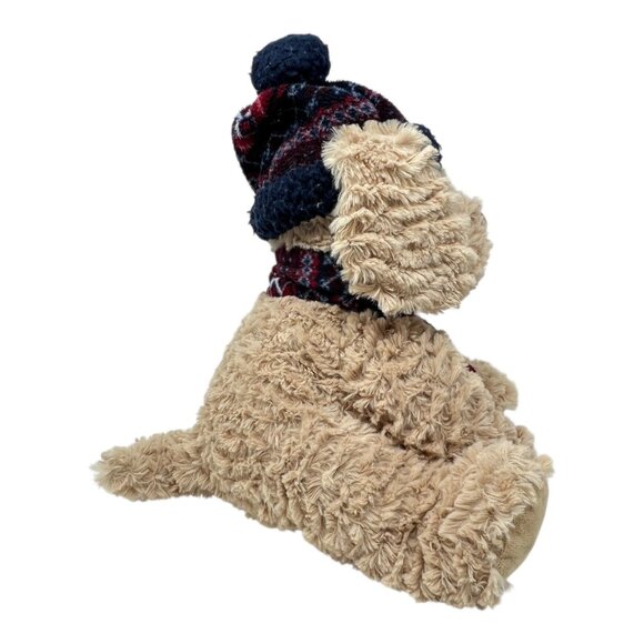 Gentle Treasures Brown Shaggy 12 in Puppy Dog Hat Scarf Stuffed Animal Plush Toy - Picture 4 of 9